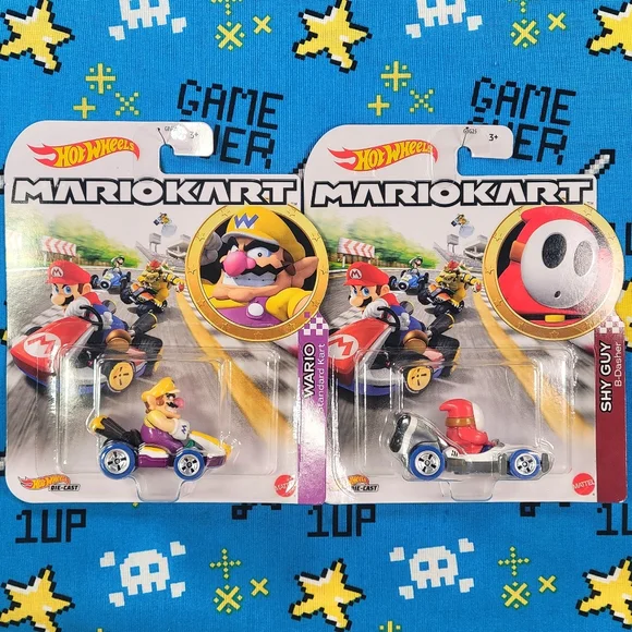 Hot Wheels Mario Kart Complete Set Wario Luigi Lakitu Yoshi Toad Shy Guy & Peach - Picture 6 of 7
